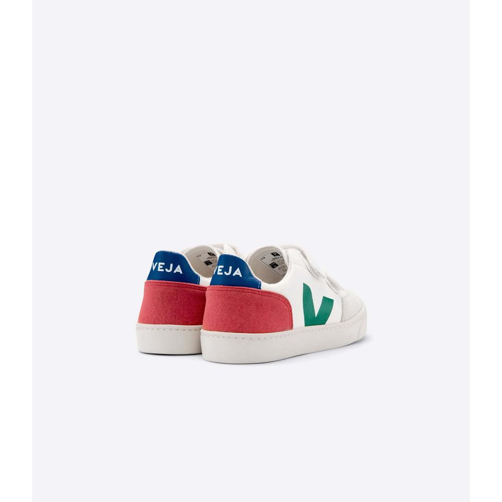 Veja V-12 LEATHER Kids' Shoes White/Green | CA 752GSO